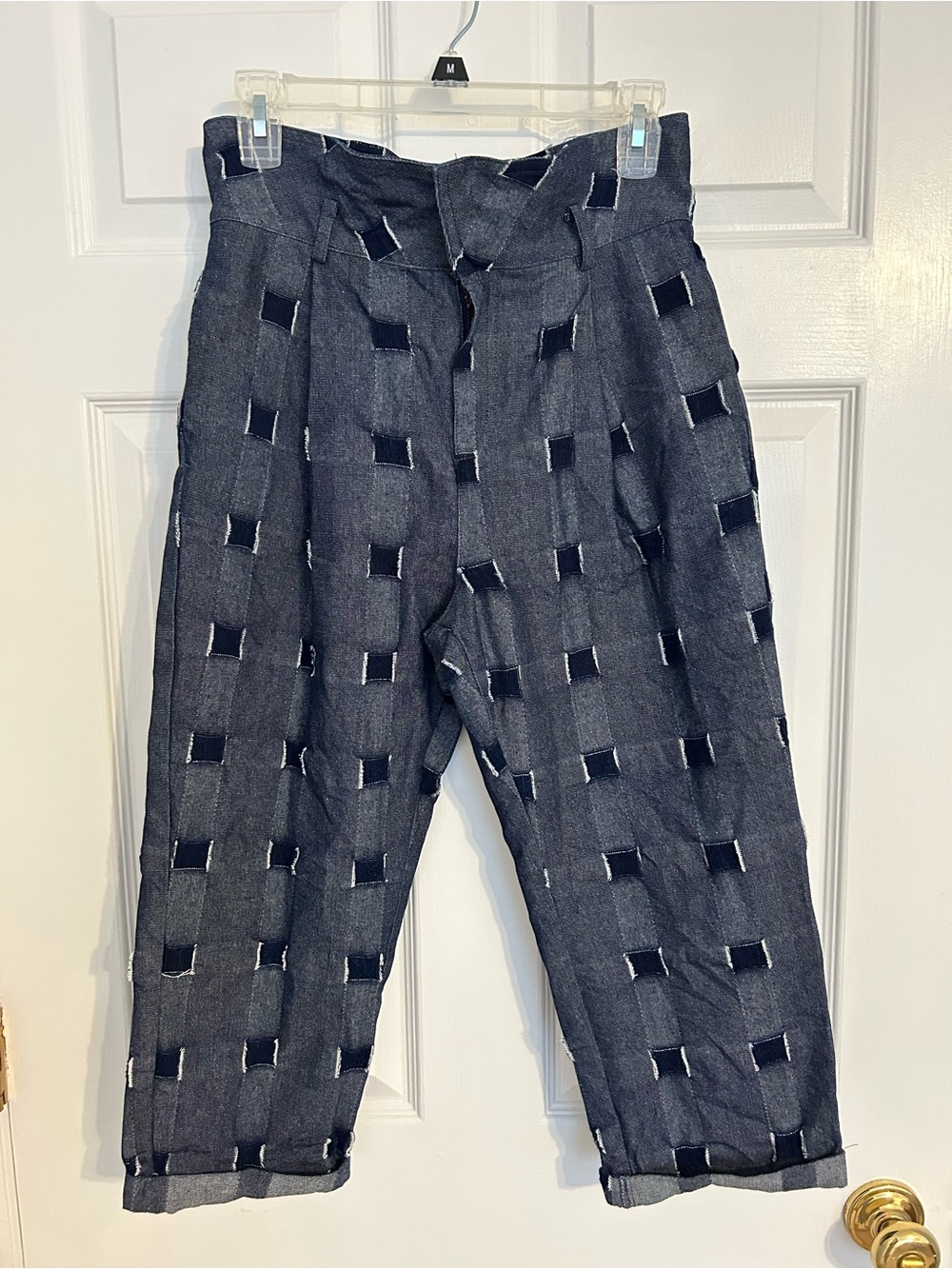 Line and Dot Women’s Denim Patterned Casual Trousers